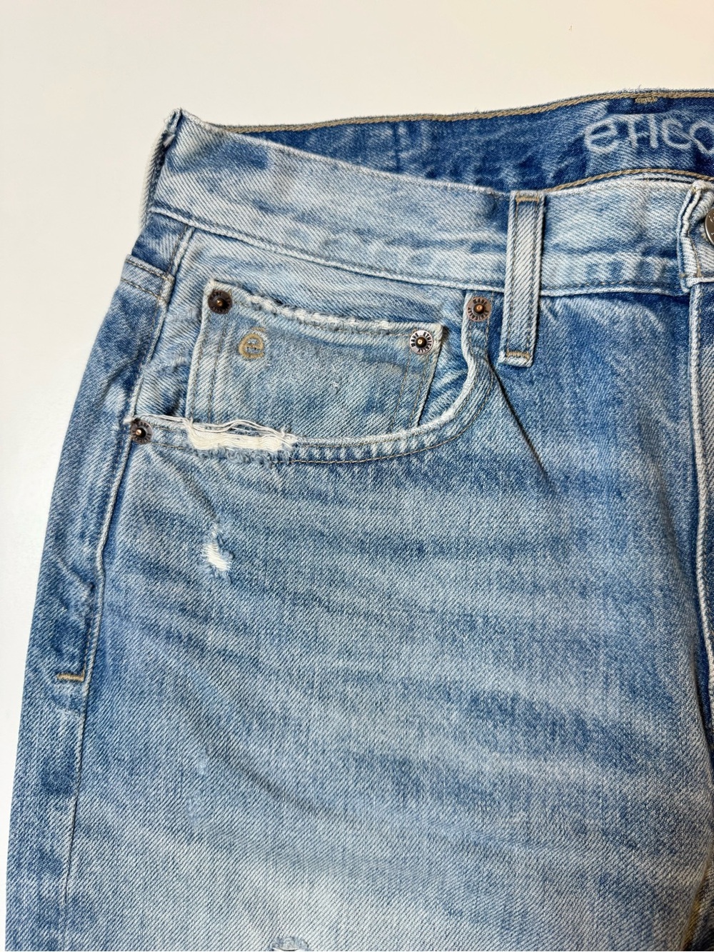 Etica Light Blue Straight-Leg Jeans Size 27 - Picture 5 of 12